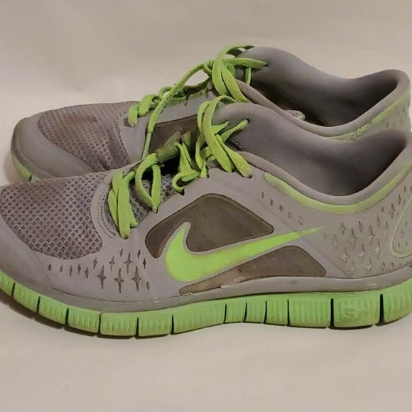 Nike Women's Free Run 3 Size 8 Grey/Volt (510643-031) Neon Green Diamond Running - Picture 3 of 9